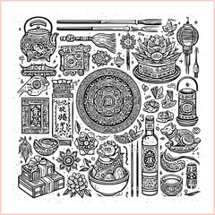 lunar new year,Chinese dragon,
Dragon with round shield, cut, out vector, silhouette,
fantasy, mythology, reptile, tattoo, characters, clip art, cut out, luxury, mascot, medieval, monochrome, prosperi