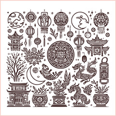 lunar new year,Chinese dragon,
Dragon with round shield, cut, out vector, silhouette,
fantasy, mythology, reptile, tattoo, characters, clip art, cut out, luxury, mascot, medieval, monochrome, prosperi