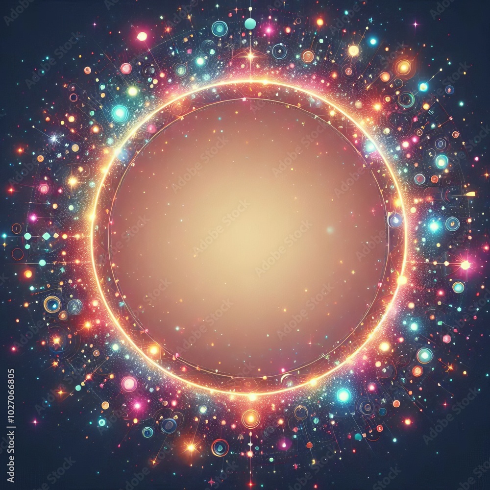 Aufkleber abstract background featuring stars with space for text and circles creating a cosmic feel