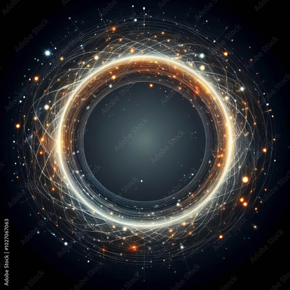 Poster abstract background featuring stars with space for text and circles creating a cosmic feel
