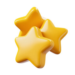   golden stars shaped 3d render icon isolated on  white and transparent background.