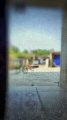 beautiful blurred view through the door of the house