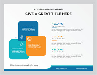 Infographic template with 3 steps for business on elegant white background