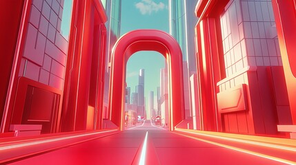 Double 11 promotion 3D e-commerce building space background