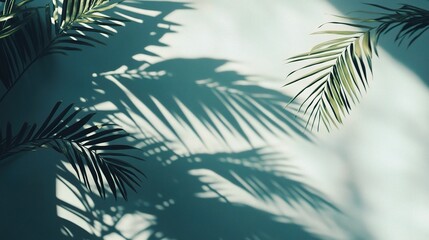 Lush Shadow Play on Light Green Wall