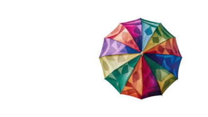  A colorful umbrella isolated on white background.
