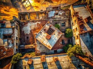 Fototapeta premium Urban Exploration with Old Paper Texture Background for Vintage Aesthetic