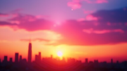 Fototapeta premium Vibrant City Skyline at Sunset