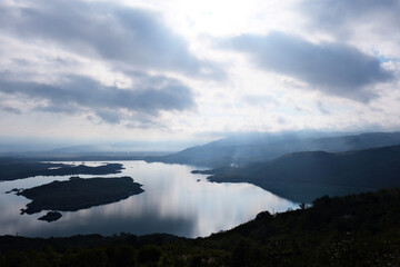 Morning over a mountain lake in Montenegro