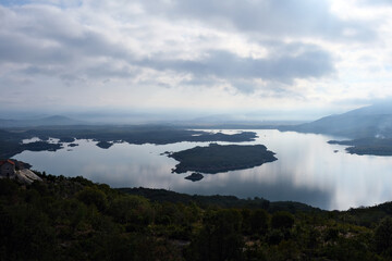 Morning over a mountain lake in Montenegro