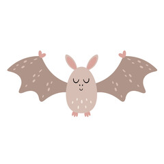 Cute bat clipart. Halloween character. Hand draw vector illustration in flat style
