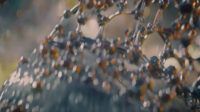 A close-up of a self-assembling nano topaz structure, showcasing the intricate details of its formation, Exploring the possibilities of self-assembling nanomaterials