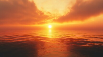 Obraz premium Serene Sunset Over Calm Ocean Waters