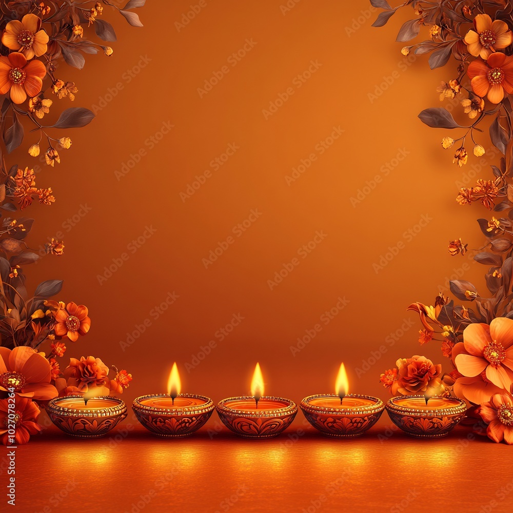 Poster chic diwalithemed banner featuring a soft gradient background transitioning from gold to orange with