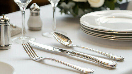 Elegant silver knife and fork set with polished finish