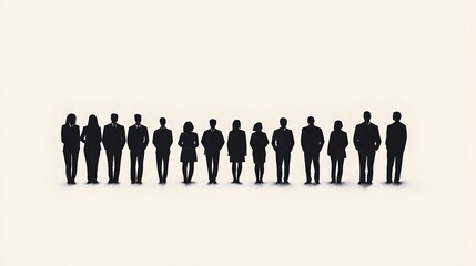 Silhouettes of People in Suits Standing in a Line