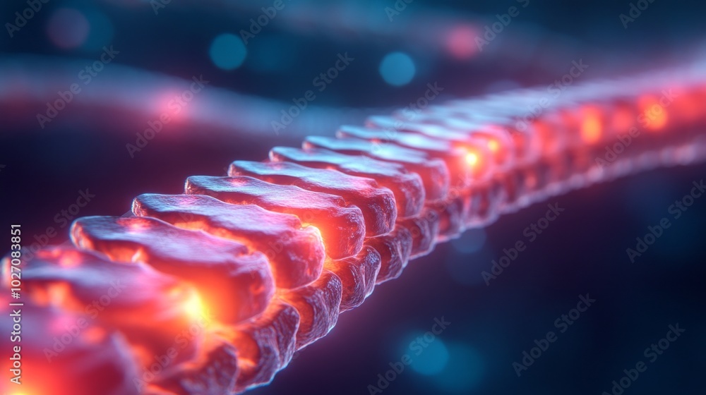Poster a red and blue line with a glowing red section