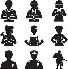 Professional Occupation Silhouettes Vector Illustration Set