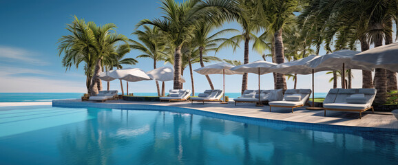 Obraz premium Exclusive Tropical Resort Poolside Relaxation