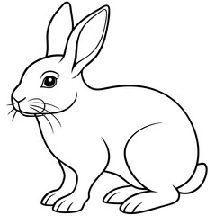 Fototapeta premium simple icon Children coloring book page, line art, monochrome black and white, cartoon outline cute style, illustration of a rabbit