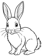Fototapeta premium simple icon Children coloring book page, line art, monochrome black and white, cartoon outline cute style, illustration of a rabbit