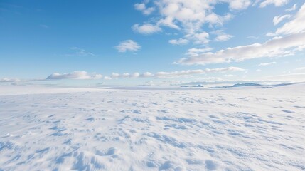 Solid minimalist bright white snow field background with subtle texture, perfect for winter-themed designs, peaceful landscapes, and serene winter aesthetics.