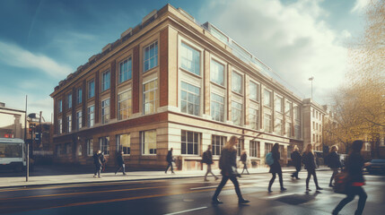 Naklejka premium Bustling City Life and Modern Architecture