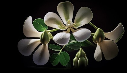 white frangipani flower, Edible moringa flower over white background