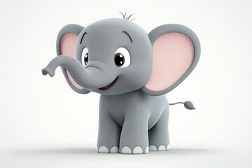 A cute cartoon elephant with big ears and a cheerful expression.