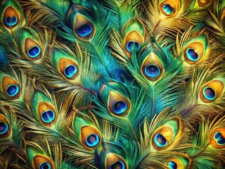 Fototapeta premium Vibrant Peacock Feather Vector Background for Stunning Aerial Photography Designs