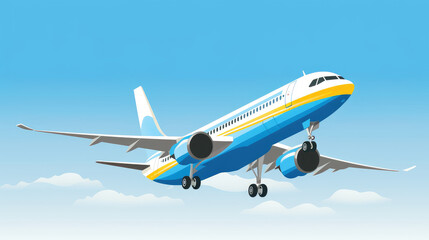 Obraz premium Soaring Airliner in Clear Blue Sky Illustration