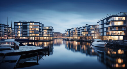 Fototapeta premium Upscale Waterfront Living at Twilight