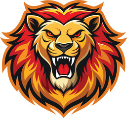 Obraz premium Angry lion head vector illlustration.