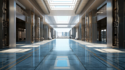 Sleek Corporate Hallway Design in Modern Building