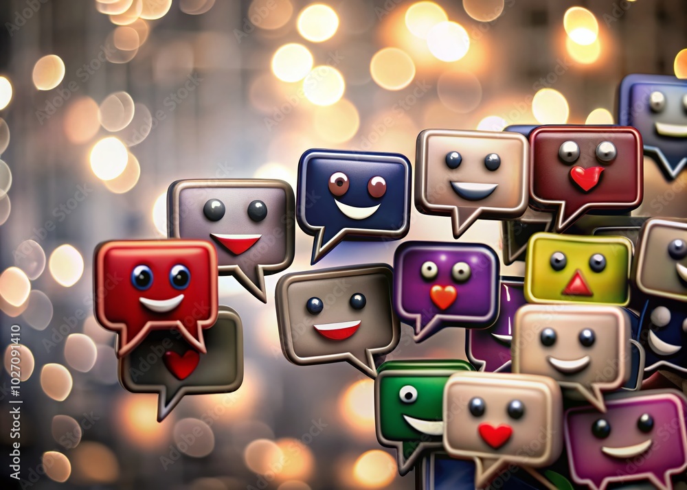 Poster vibrant vector illustration of new messages with bokeh effect on violet background for chatting and 