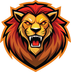 lion head mascot logo vector illustration.