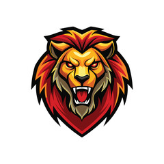 Fototapeta premium lion head mascot logo vector illustration.