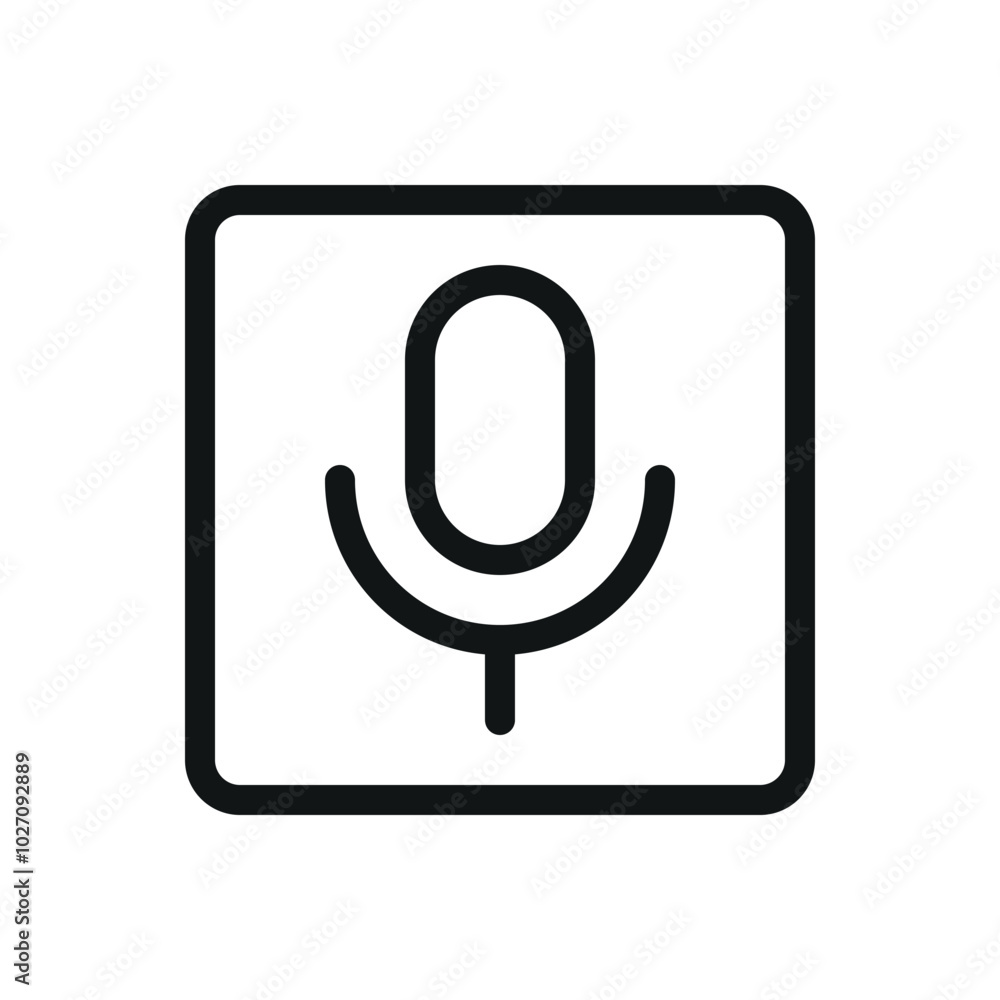 Poster voice message isolated icon, microphone button vector symbol with editable stroke
