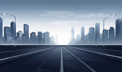 Dawn Breaks Over a Silent Urban Highway