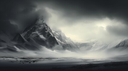 Fototapeta premium A beautiful shot of a mountain with a snow wallpaper. Generative ai