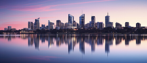 Serene Sunset Over City Skyline