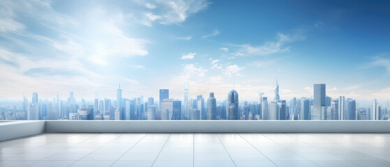 Fototapeta premium Expansive Urban Skyline from a Modern Terrace