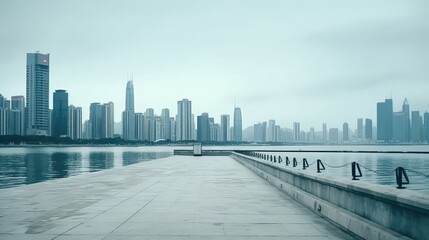 Obraz premium Modern City Skyline by the Waterfront