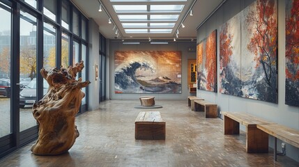 Modern Art Gallery Interior: Contemporary Art Exhibition