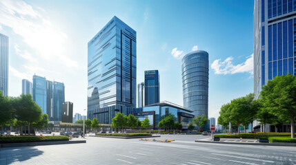 Modern Urban Skyline with High-Rise Buildings