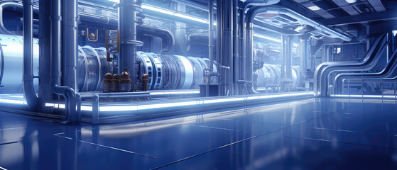 Obraz premium Futuristic Industrial Facility Interior