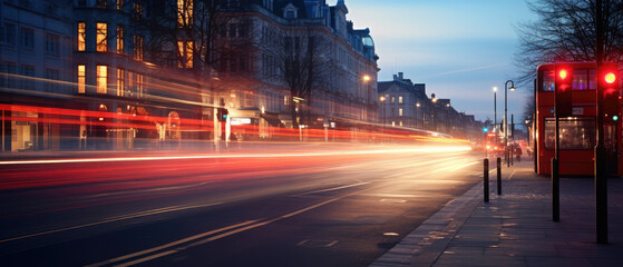 Urban Nightscape With Light Trails