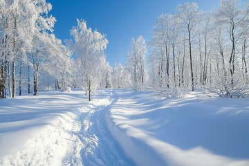 Fototapeta premium Winter season background with full of snow