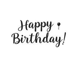 Happy Birthday, text in black and white