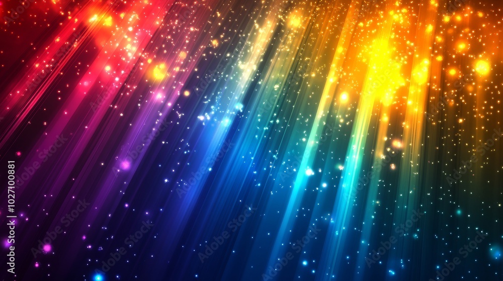 Poster vibrant multicolor abstract background with neon rays and glowing lines for dynamic visual appeal